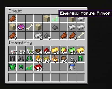 Emerald horse Armor in desert pyramide chest